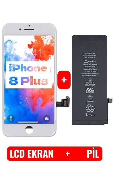 indirimplus iPhone 8 Plus LCD Ekran Batarya Set (Beyaz Renk) iPhone 8 Plus Ek...
