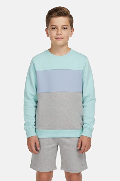 Reebok طقم ملابس أطفال أولاد مكون من قطعتين، سويت شيرت وشورت بشعار ماركة، متعدد الألوان