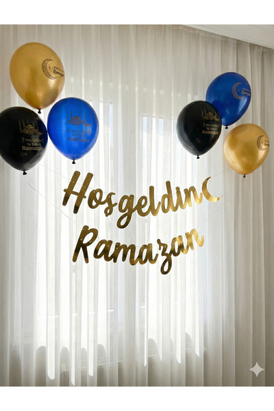 Azebu Hoşgeldin Ramazan Banner ve Balon Süsleme Seti, Ramazana Özel Oda Süsle...