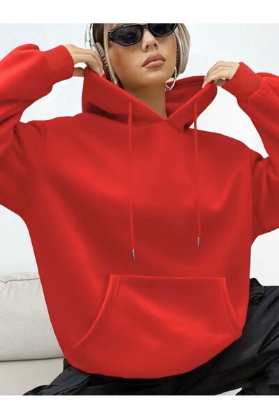 oneagılyazı Women's Solid Color Sportswear Hooded