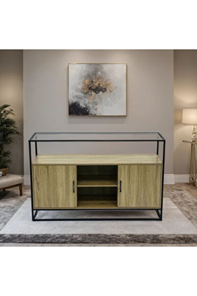 Tasamem Dafia Corner buffet with glass top, measuring 90*40*140 cm