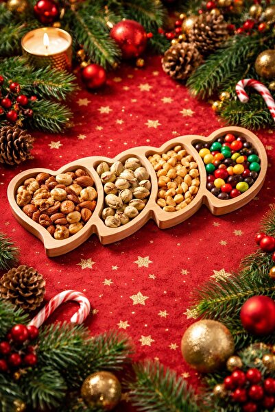 YUVOL 4-Compartment 100% Natural Bamboo Snack Plate Presentation Board