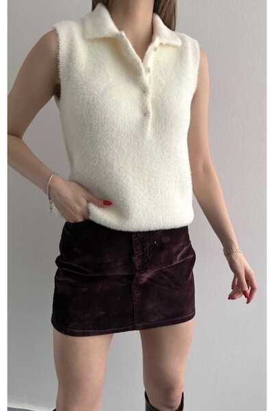 yeditepe fashion Soft Textured Beard Polo Neck Blouse