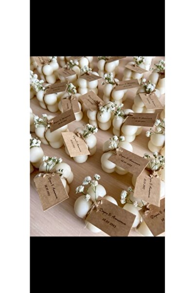 pearlcollections Düğün nikah nişan kına hatırası bubble mum 25 adet