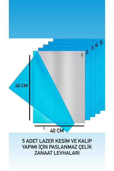 Stainless Art 5 adet 40x40 cm 1 mm Kalınlık Metal Paslanmaz Çelik Heykel, Süs...