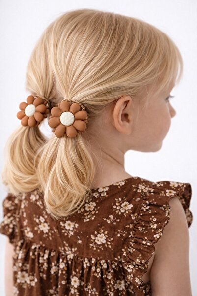 SeaBubbles Floral Girl's Elastic Buckle Set of 2 Standard Brown