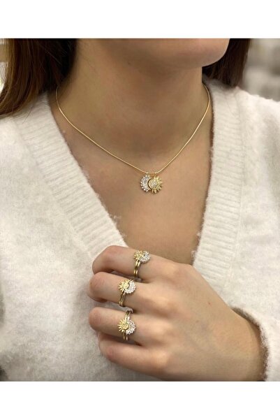 BG Takı ve Aksesuar Güneş ve Ay Yüzük Gold