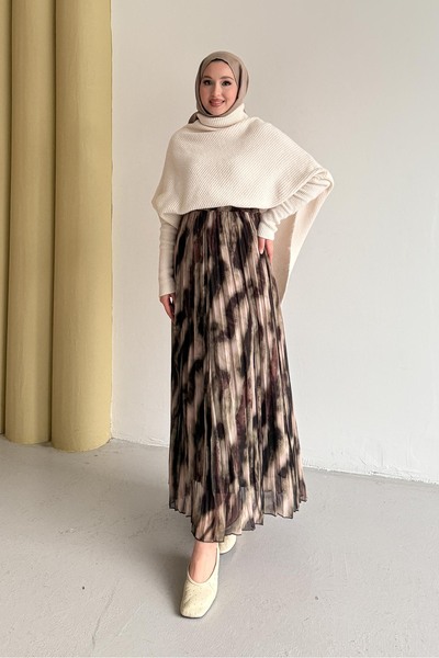 Rimel Moda Table Patterned Skirt Green