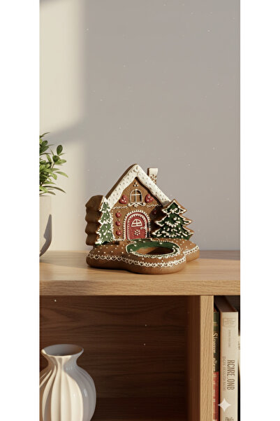 Dekoromi Dekoratif Kış Temalı Mumluk (15x12cm) Dekorasyon veya Hediyelik Biblo