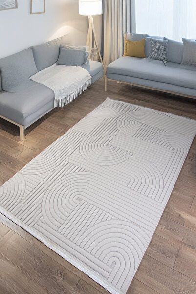 ANUTYA HOME Krem Bej İskandinav Sisal Bukle Saçaklı Oturma Odası Salon Mutfak...