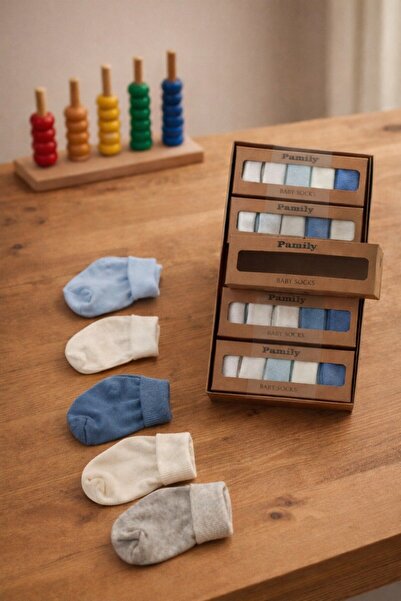 Minelia Kids 100% Cotton Boxed Newborn Baby Socks – Set of 5