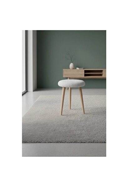 Yuems home Yuvarlak Gürgen Ahşap Retro Ayak Dekoratif Beyaz Peluş Puf Tabure ...