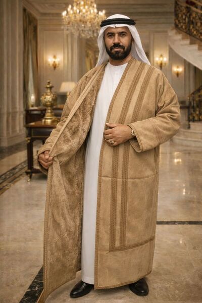 LaFont Men's velvet fur coat with a fur lining to protect you from the cold, exuding sophistication. Made in Syria.