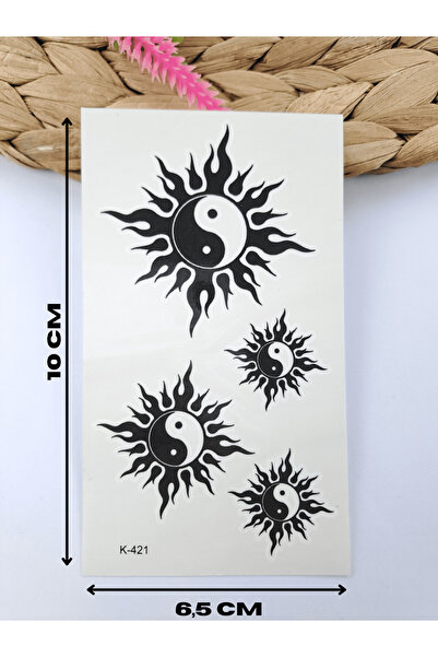 Butik Minimal Çoklu Yin Yang Karanlık Aydınlık Desenli Geçici Vücut Dövmesi T...
