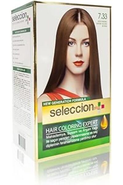 SanalAMCA Store Seleccion Parlaklık Sağlayan Kalıcı Saç Boyası 7.33 Altın Kar...