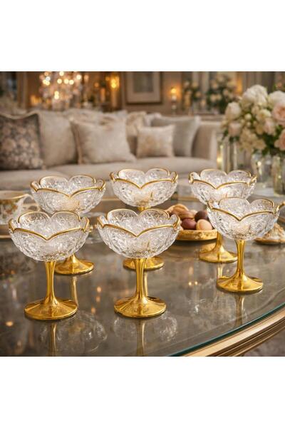 decovien Elegantly Designed 6-Piece Glass Turkish Delight Bowl with Stand