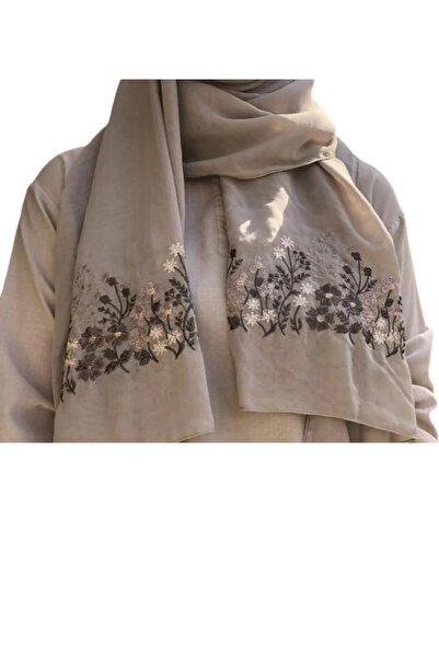 Veil Designer طرحة بوال بيج فاتح بتطريز ورد و اغصان قماش ياباني بالمقاس : 60 * 190