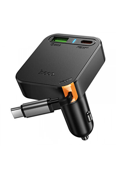 Hoco Car Charger With USB-C Cable NZ18, 65W, 3A, 1 x USB-A - 1 x USB-C, Black