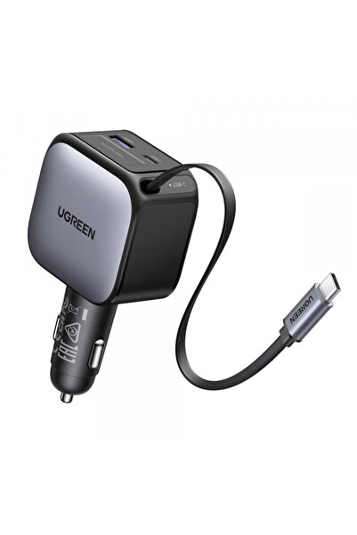 Ugreen Incarcator Auto Cu Cablu USB-C EC602, 60W, 3A, 1 x USB-A - 1 x USB-C, Gri