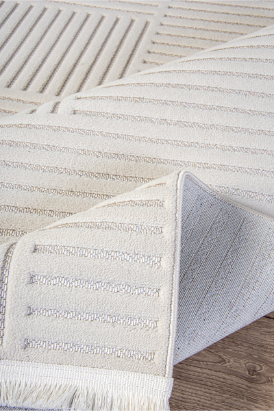 Deffino home Krem Ekru Doğal Pamuk Tabanlı Sisal İskandinav Modern Halı