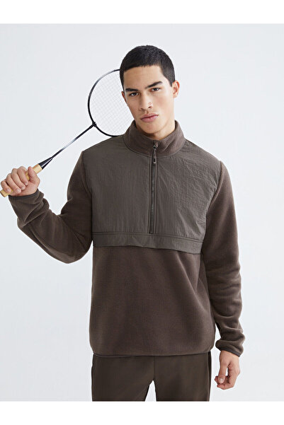 LC Waikiki Peak New Season Mock Neck Long Sleeve Fleece Men's Sweatshirt