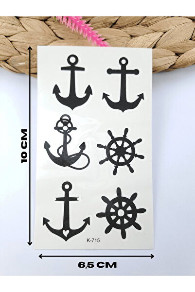 Butik Minimal Çoklu Denizci Çapa Desenli Geçici Vücut Dövmesi Tattoo 1-2 Haft...