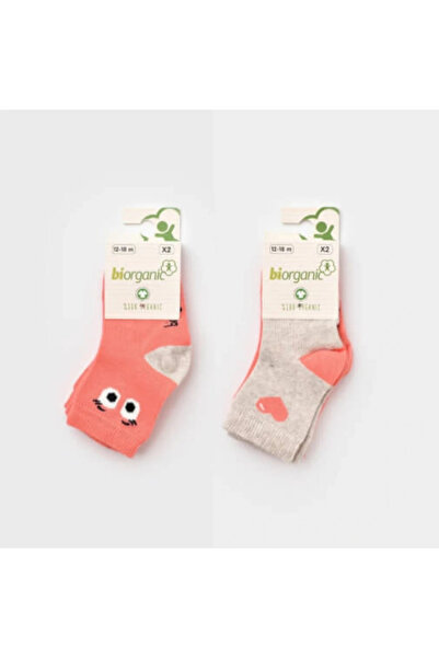 Bibaby Organic Socks Socket 2 Pack Hi Beige - Pomegranate Flower
