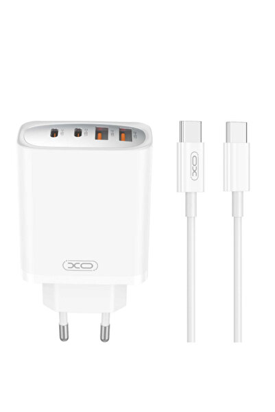 XO Design Incarcator Retea Cu Cablu USB-C CE22, 45W, 3A, 2 x USB-A - 2 x USB-C, Alb