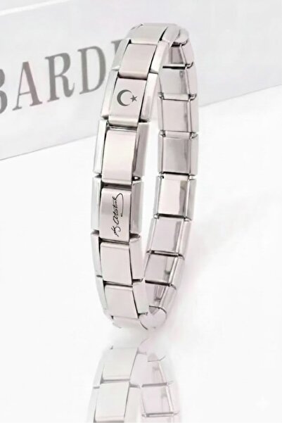 Heryerden سوار يونيسكس من الفولاذ المقاوم للصدأ بتصميم هلال ونجمة وتوقيع أتات...