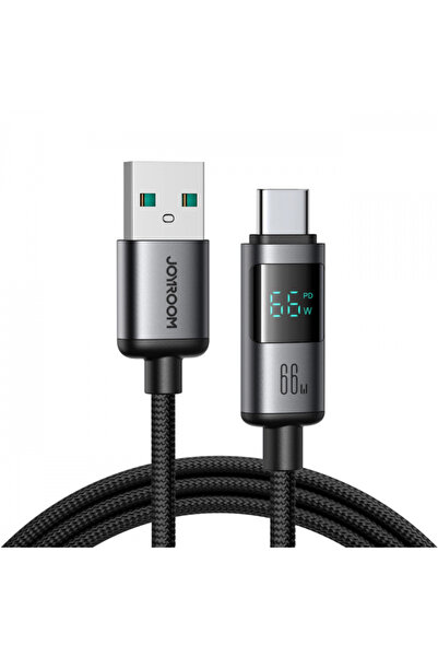 Joyroom USB-A - USB-C S-A16 Pro Prism Display Data and Charging Cable, 66W, 1.2m, Black