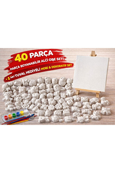 WeSank 40 Parça Boyanabilir Alç? Obje Seti + Tuval Hediyeli | Hobi & Dekorati...