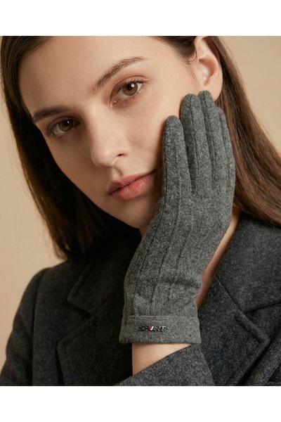 Şirin Giyim Aksesuar Kaşe Şık Eldiven Kadın - Telefon Dokunmatikli Lüks Kışlık Yazılı