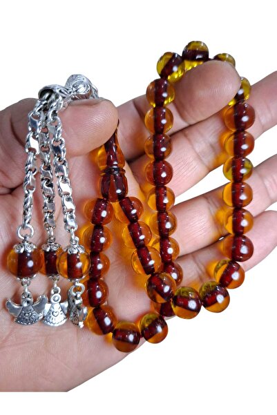 Cekke Tesbih Orjinal Ateş Kehribar 10*11 mm Günlük Kullanıma Uygun Tesbih