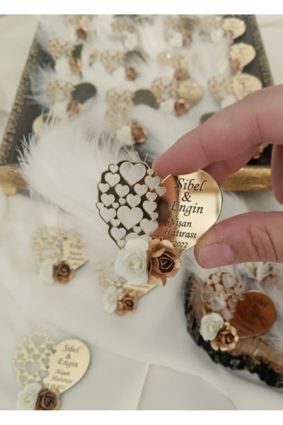 PAŞAOĞLU PLEKSİ 6 cm Gold Kalp Söz, Nişan, Nikah, Kına, Doğum Günü Hediyesi, ...