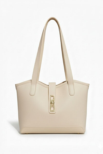 Gebiç Γυναικεία τσάντα χειρός με χρυσή αγκράφα και λεπτομέρεια στον ώμο και σ...