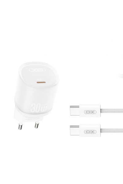 XO Design Incarcator Retea Cu Cablu USB-C L150, 30W, 3A, 1 x USB-C, Alb