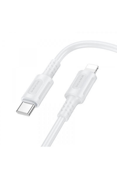 Borofone Cablu Date si Incarcare USB-C - Lightning BX111 Feliz, 27W, 1m, Alb