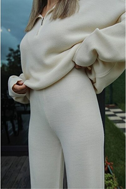 LAJESTE Дамски костюм с рипсена яка, цепки на крака с цип и страничен цип