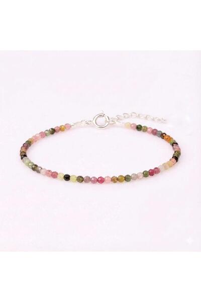 Taş Sandığı Multi Renk Turmalin Taşı Gümüş Bileklik – Doğal ve Zarif Tasarım