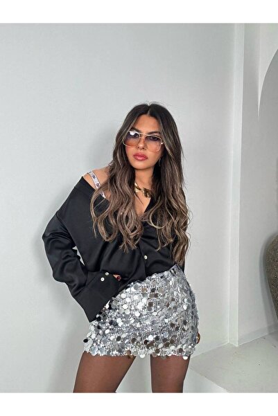 ARONA Büyük Pullu Payetli Mini Etek Yılbaşı Koleksiyonu