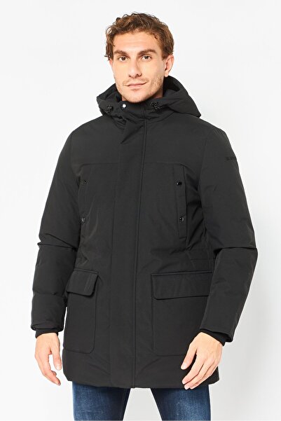 Geox جاكيت رجالي منفوخ سادة، أسود