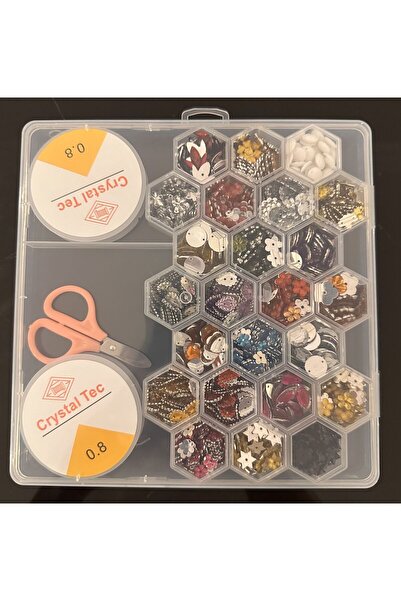 Yumuşakkeçe Petek Bölmeli Pul & Kristal Boncuk Takı Yapım Seti – Payet, Metal...