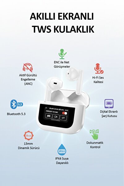 Tekvora A11 Air Pro ANC & ENC Bluetooth Kulaklık | Dokunmatik Ekranlı Şarj Ku...