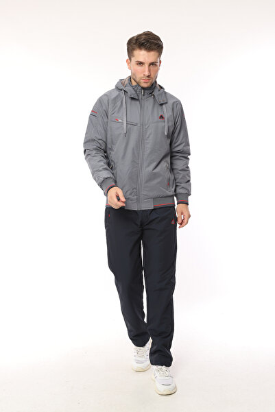 SOCCER Fleece Twill Fabric Inside Hooded Large Size Men's Tracksuit Set 4330