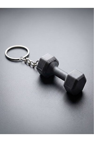 Leerybee Dumbbell Figured Athlete Keychain - Fitness, Gym and Bodybuilding Motivation Gift (Silver Grey)