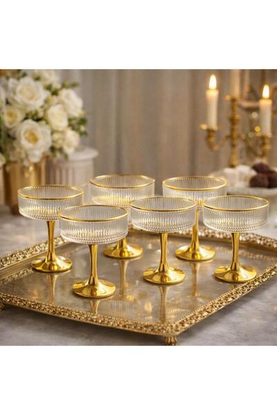 decovien Elegantly Designed 6-Piece Glass Turkish Delight Bowl with Stand