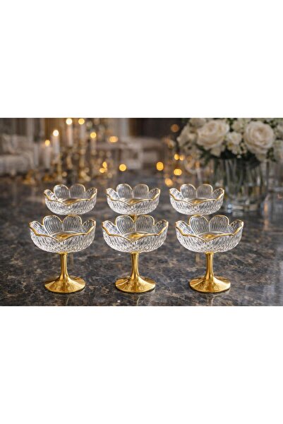 decovien Elegantly Designed 6-Piece Glass Turkish Delight Bowl with Stand