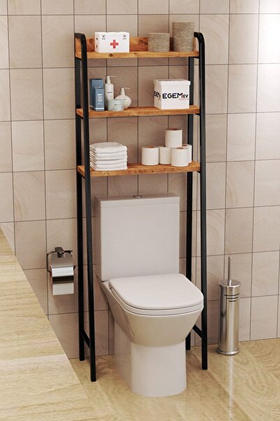 moontime alaçatı Banyo Dekoratif Klozet Arkası Raf ve Organizatör Seti