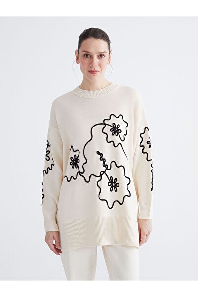 LC Waikiki Crew Neck Floral Embroidered Women's Knitwear Sweater
