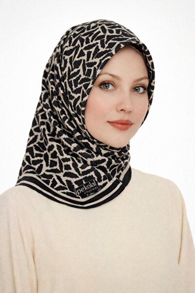 İpekal Soft Cotton Scarf-90 X 90 -06100 Black-Mink